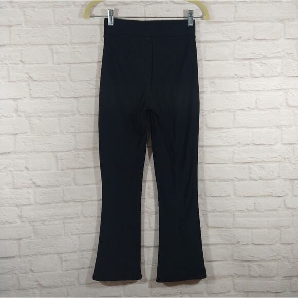 L Becco Women's Black Front Slit Flare 7/8 Ankle Yoga Leggings Pants NWT S - Picture 4 of 7